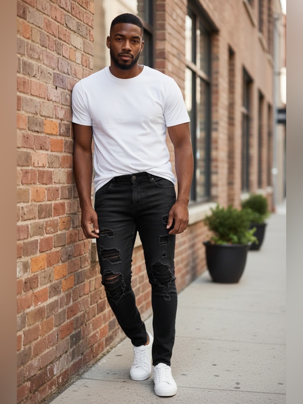 Embellish Men's Black Distressed Skinny Jeans - Modern Slim Fit